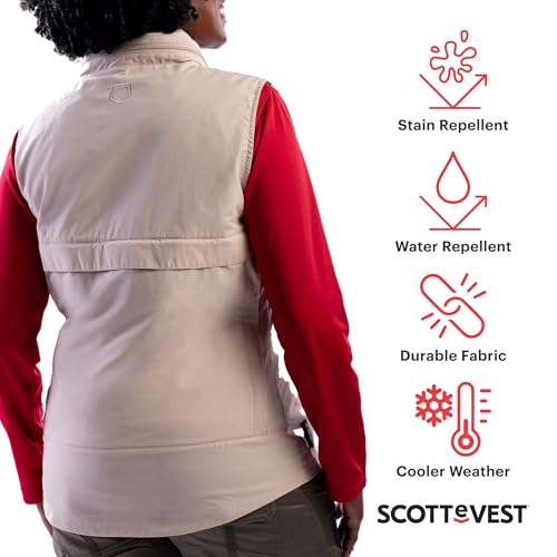 SCOTTeVEST Q.U.E.S.T Vest for Women - 42 Hidden Pockets - Water Repellent for Travel & More (Black, X-Small)