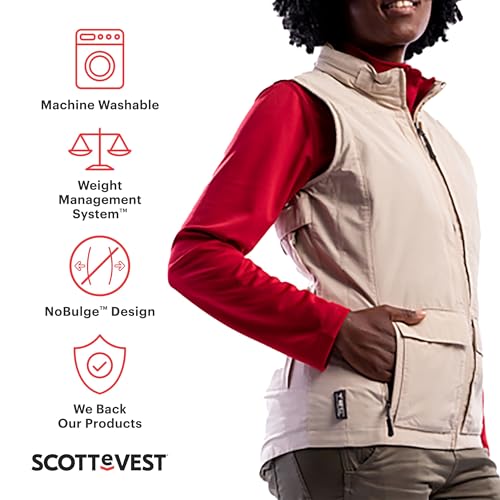 SCOTTeVEST Q.U.E.S.T Vest for Women - 42 Hidden Pockets - Water Repellent for Travel & More (Black, X-Small)