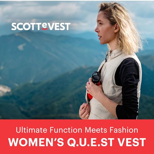 SCOTTeVEST Q.U.E.S.T Vest for Women - 42 Hidden Pockets - Water Repellent for Travel & More (Black, X-Small)