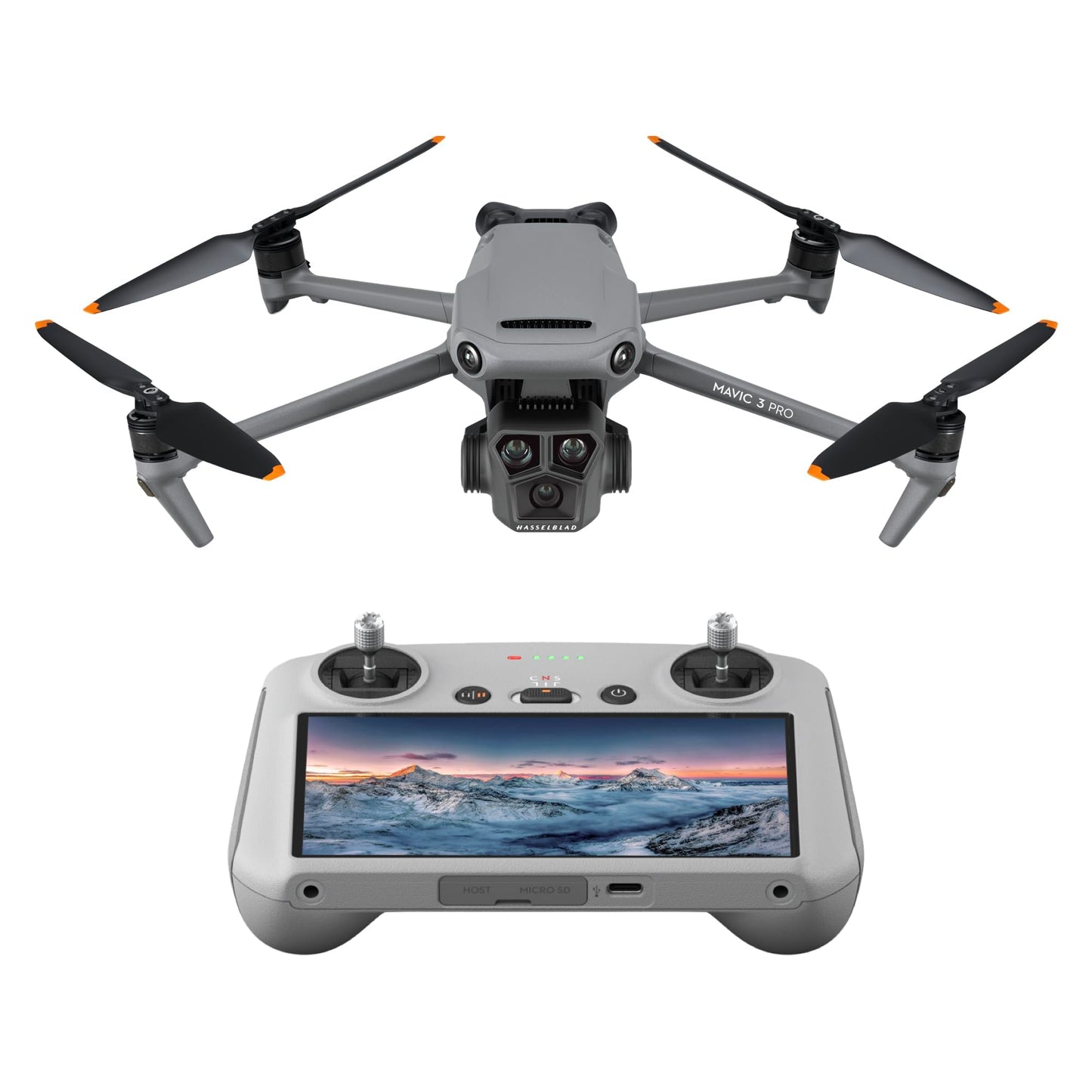 DJI Mavic 3 Pro with DJI RC, Flagship Triple-Camera Drone with 4/3 CMOS Hasselblad camera, 43-Min Flight Time, 15km HD Video Transmission, FAA Remote ID Compliant, 4K Camera Drone for Adults