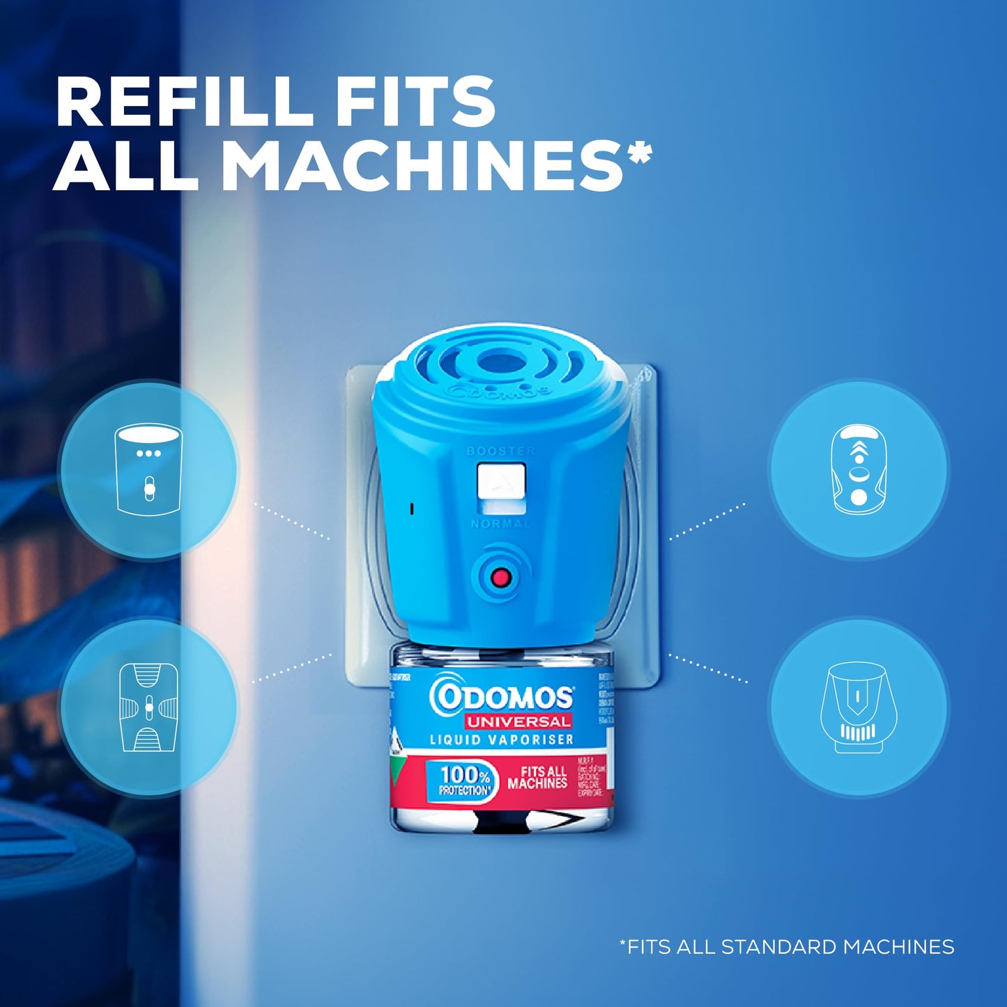 Odomos Universal Liquid Vaporiser 45ml X Pack Of 6 | Mosquito Repellent Single Refill | 100% Protection| Fits All Machines | Protects Dengue, Malaria & Chikungunya Mosquitoes |