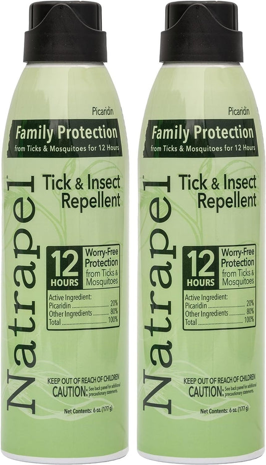 Natrapel Tick & Insect Repellent Eco-Spray - Bug Spray with 20% Picaridin - Family Protection Against Mosquitoes, Ticks & More - Up to 12 Hours of Protection - 6 oz (2 Pack)