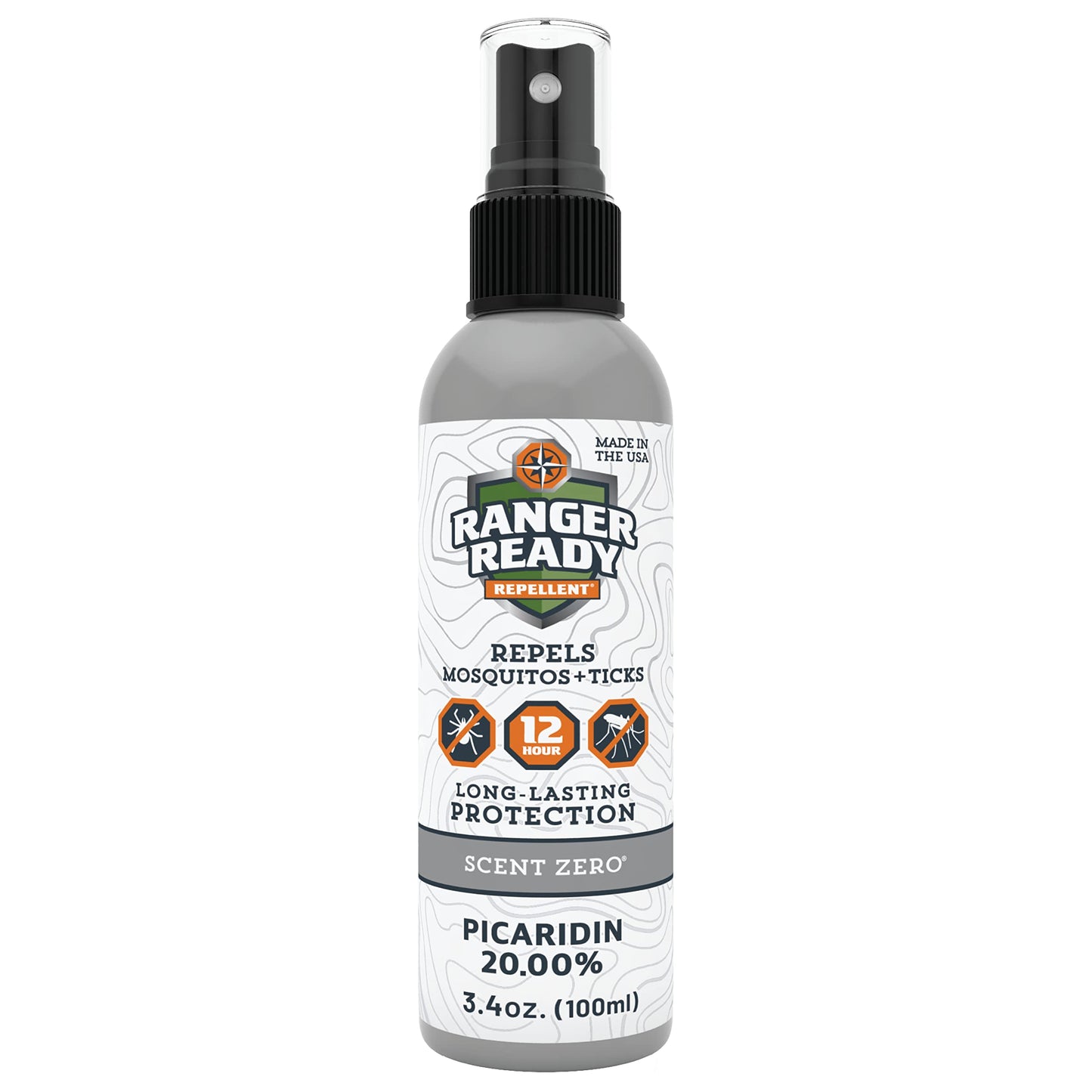 Ranger Ready Repellents Picaridin Insect Repellent Spray - Mosquito Repellent and Tick, Scent Zero, Travel Size Bug Spray (3.4 oz, Pack of 1)