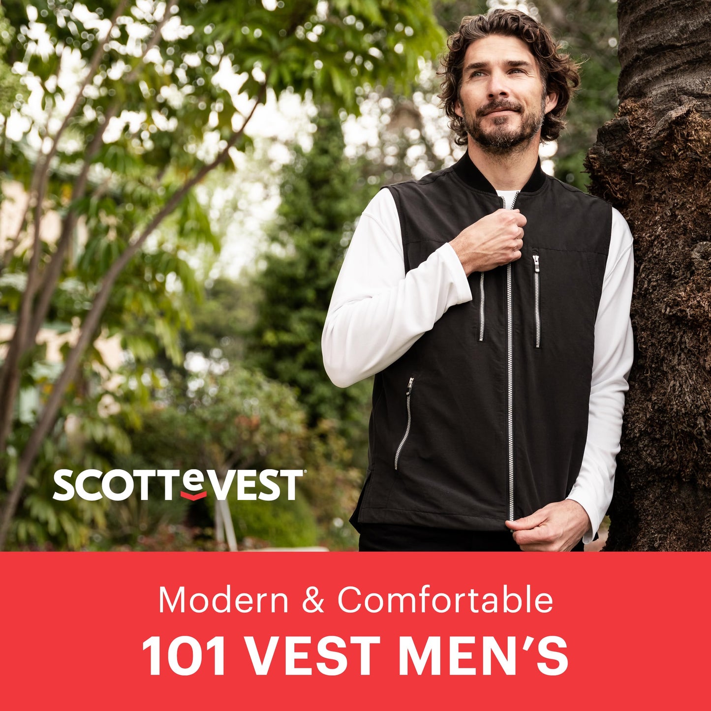 SCOTTeVEST 101 Travel Vest for Men - 9 Hidden Pockets - Breathable Water Repellent Vest for Travel, Hiking, Golfing, and More, Khaki, Large
