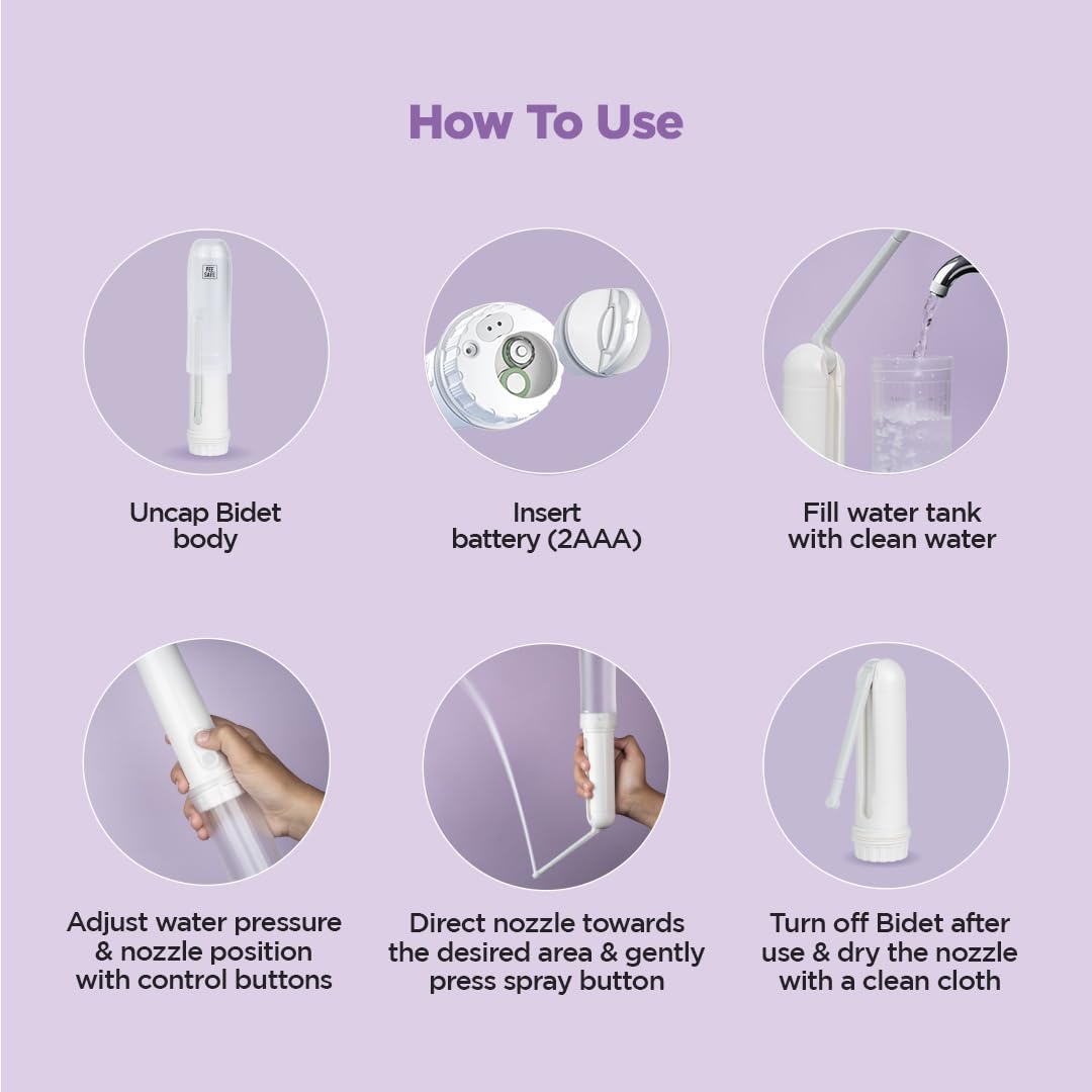 PEESAFE Portable Jet Spray For Travel With Adjustable Nozzle & High Low Spray Mode | Travel-Friendly Handheld Bidet Spray | Travel & Toilet Essentials | Easy To Use | [ Battery Operated ]