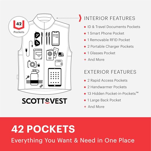 SCOTTeVEST Q.U.E.S.T Vest for Women - 42 Hidden Pockets - Water Repellent for Travel & More (Black, X-Small)