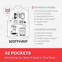 SCOTTeVEST Q.U.E.S.T Vest for Women - 42 Hidden Pockets - Water Repellent for Travel & More (Black, X-Small)
