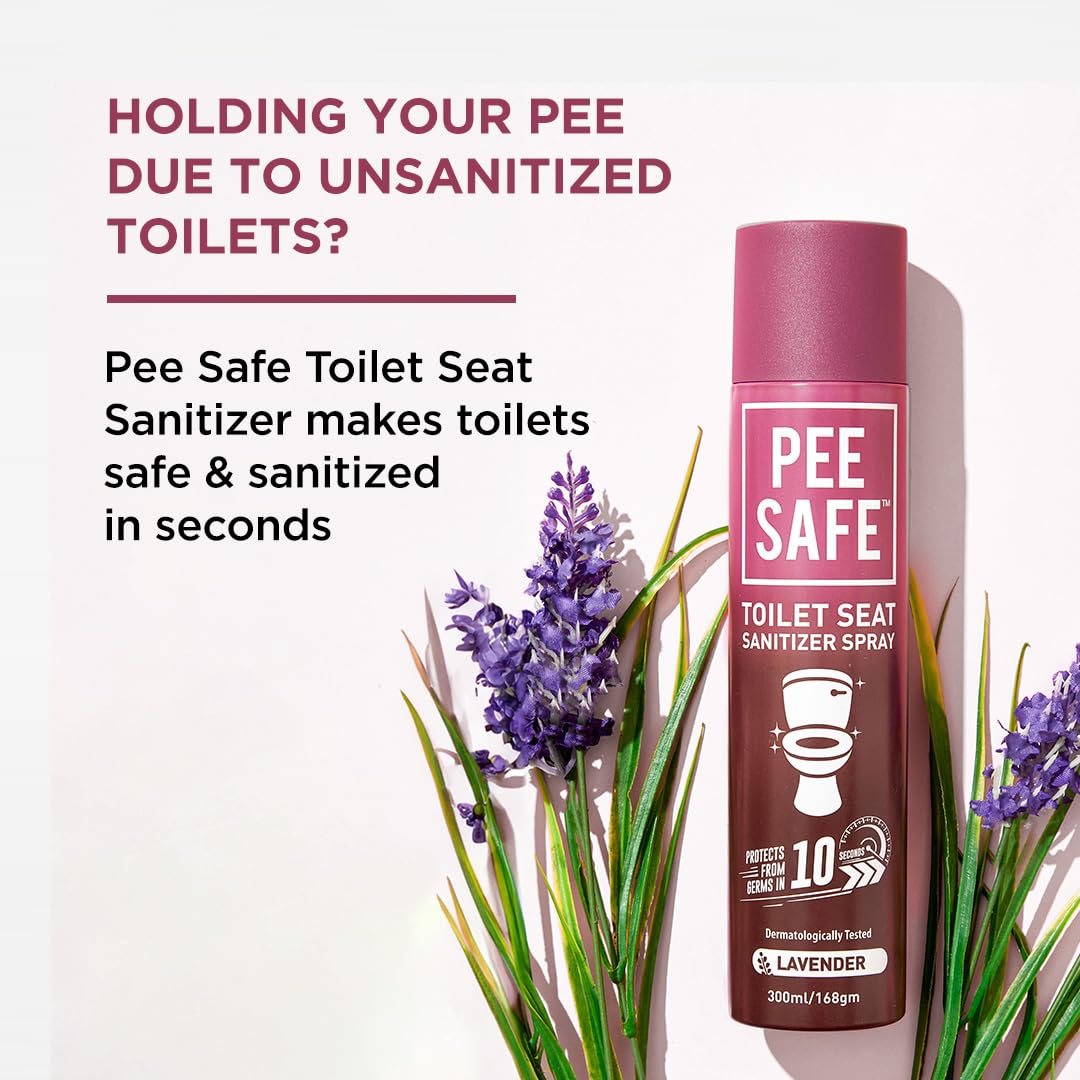 PEESAFE Pee Safe Toilet Seat Sanitizer Spray (300ml) - Lavendar | Reduces The Risk Of UTI & Other Infections | Kills 99.9% Germs & Travel Friendly