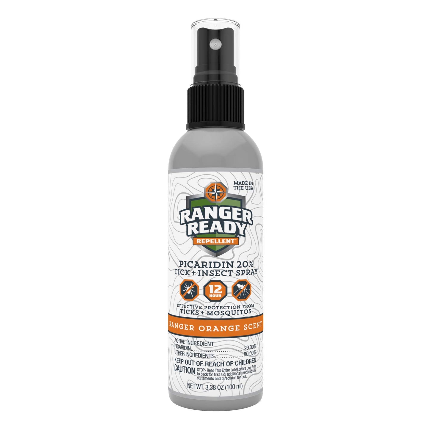 Ranger Ready Picaridin Insect Repellent, Ranger Orange Scent - DEET-Free Travel Size Bug Spray (3.4 Oz, Pack of 1)