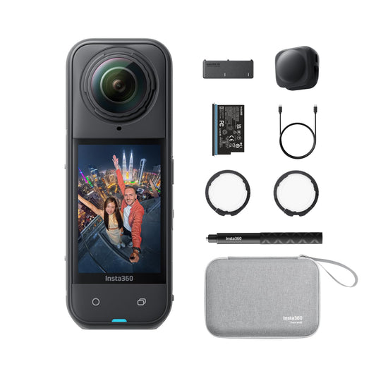 Insta360 X5 Essentials Bundle - Waterproof 8K 360° Action Camera, Leading Low Light, Invisible Selfie Stick Effect, Rugged and Replaceable Lens, 3-Hour Battery, Built-in Wind Guard, Stabilization